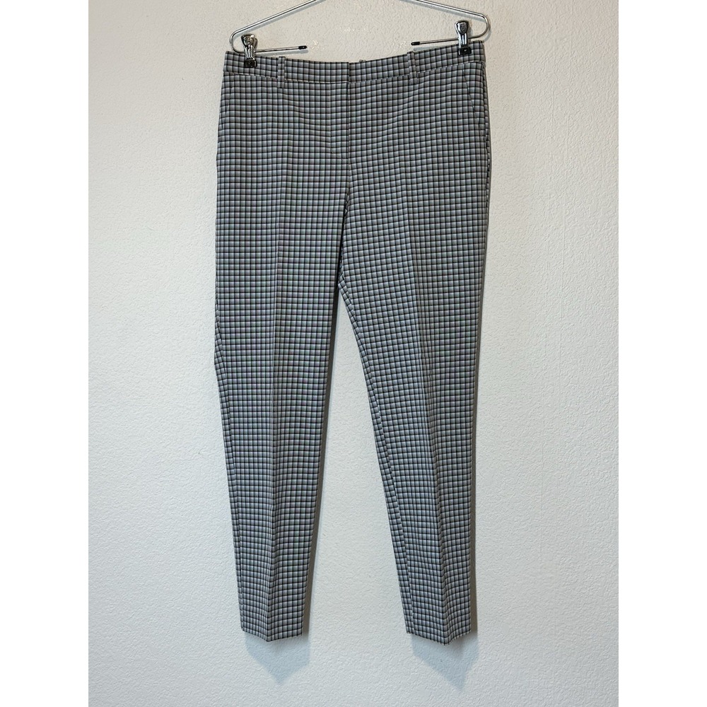 THEORY Womens Treeca 4‎ Blue Check  Ankle Pants 32X26.5 Preppy Career Casual